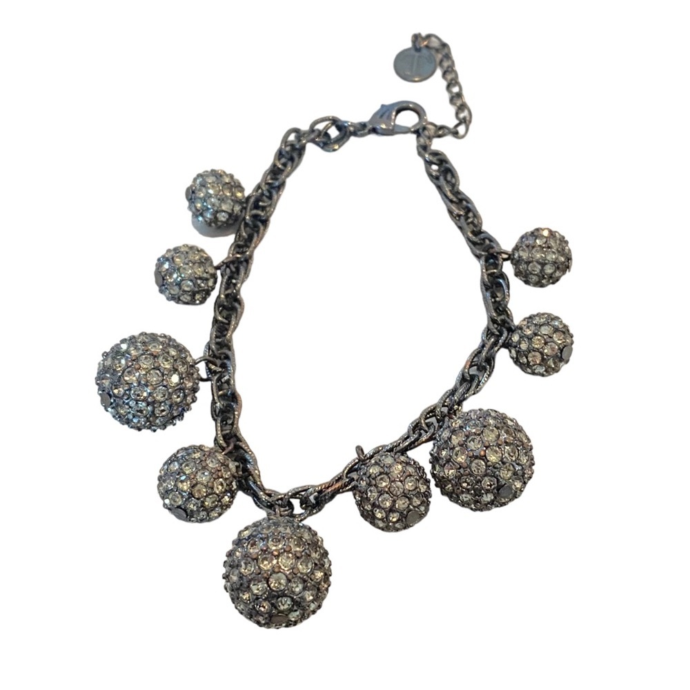 Talbots black chain charm dangling rhinestone crystal balls whimsical